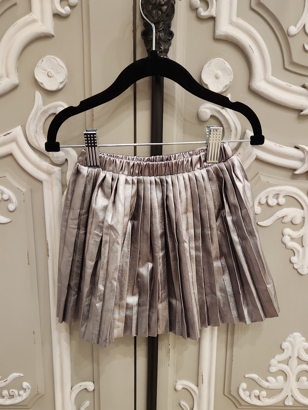 Zara Girls Silver Metallic Pleated Skirt Size 2 - 3 BNWT
